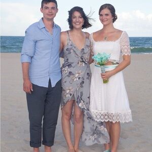 Astr Blue Gray Maxi Dress Spaghetti Strap V-Neck